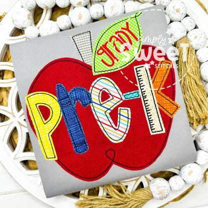 2830 - PRE-K APPLE | APPLIQUE CHILD SHIRT