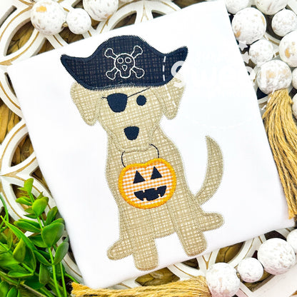 1207 - HALLOWEEN PIRATE PUPPY- APPLIQUE CHILD SHIRT