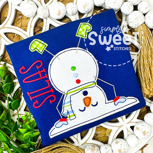 2199 - UPSIDE DOWN SNOWMAN - APPLIQUE CHILD SHIRT