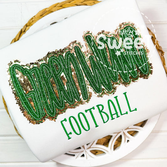 2849 - Greenwave Football Sequin - Adult Sweatshirt