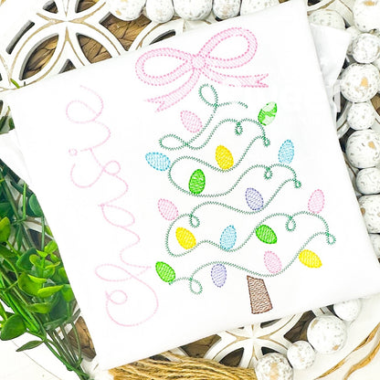2706 - CHRISTMAS TREE WITH BOW | SKETCH CHILD SHIRT