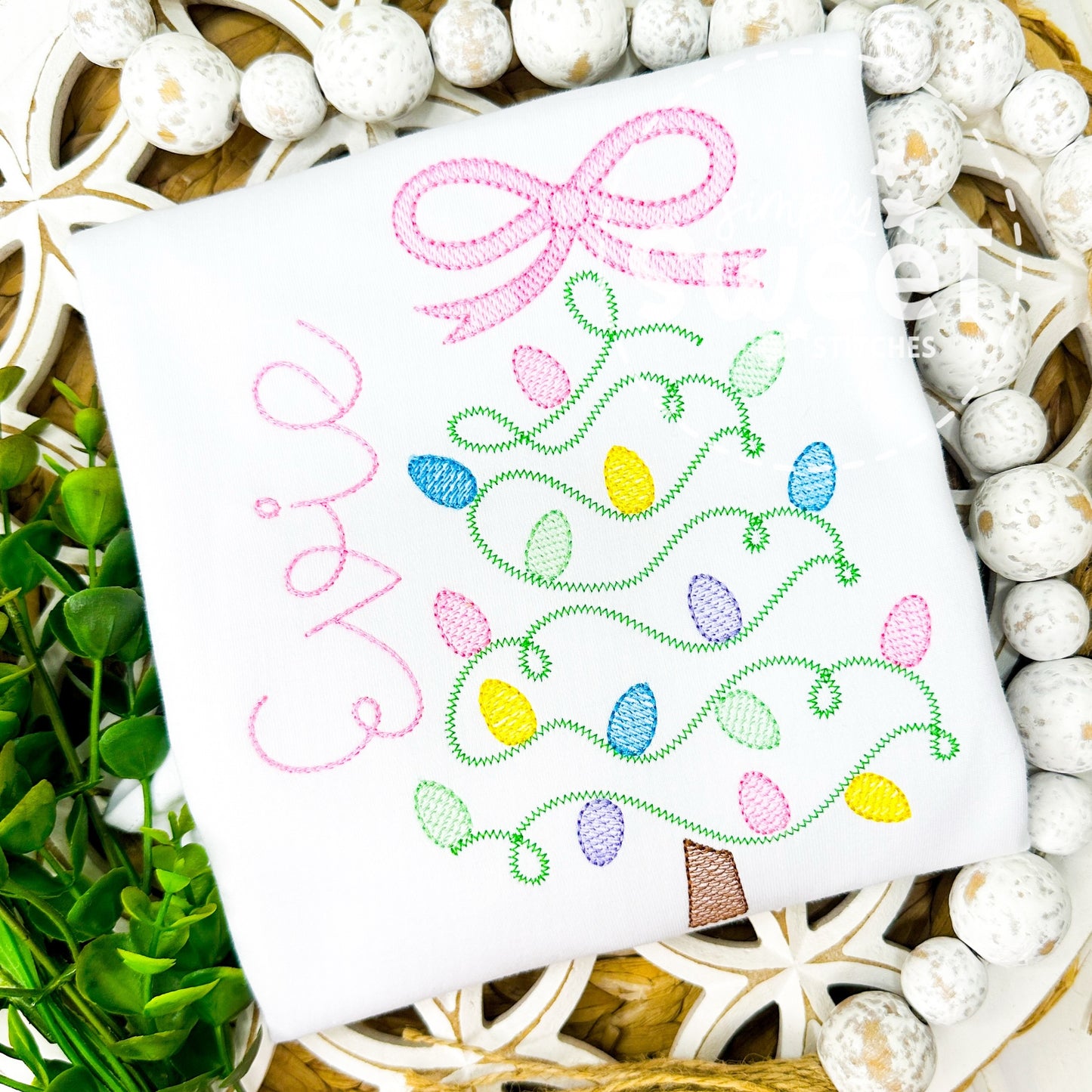 2706 - CHRISTMAS TREE WITH BOW | SKETCH CHILD SHIRT