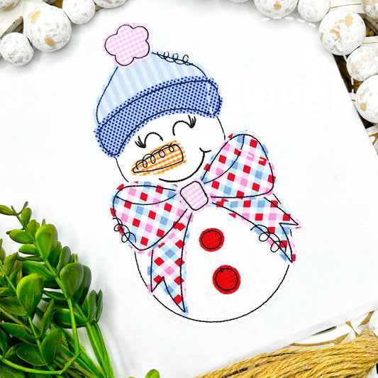 2851 | SNOWMAN GIRL | APPLIQUE CHILD SHIRT