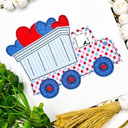 2238 - DUMP TRUCK WITH HEARTS - APPLIQUE CHILD SHIRT