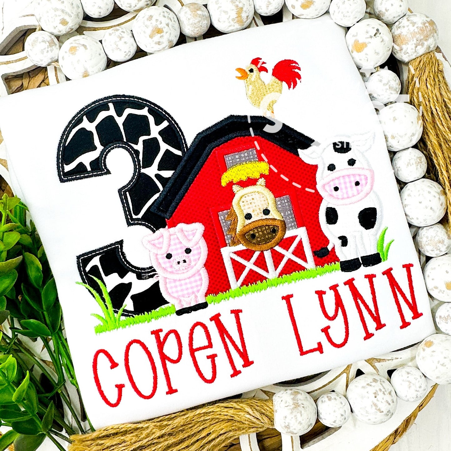 1601 - FARM ANIMALS BIRTHDAY - APPLIQUE CHILD SHIRT