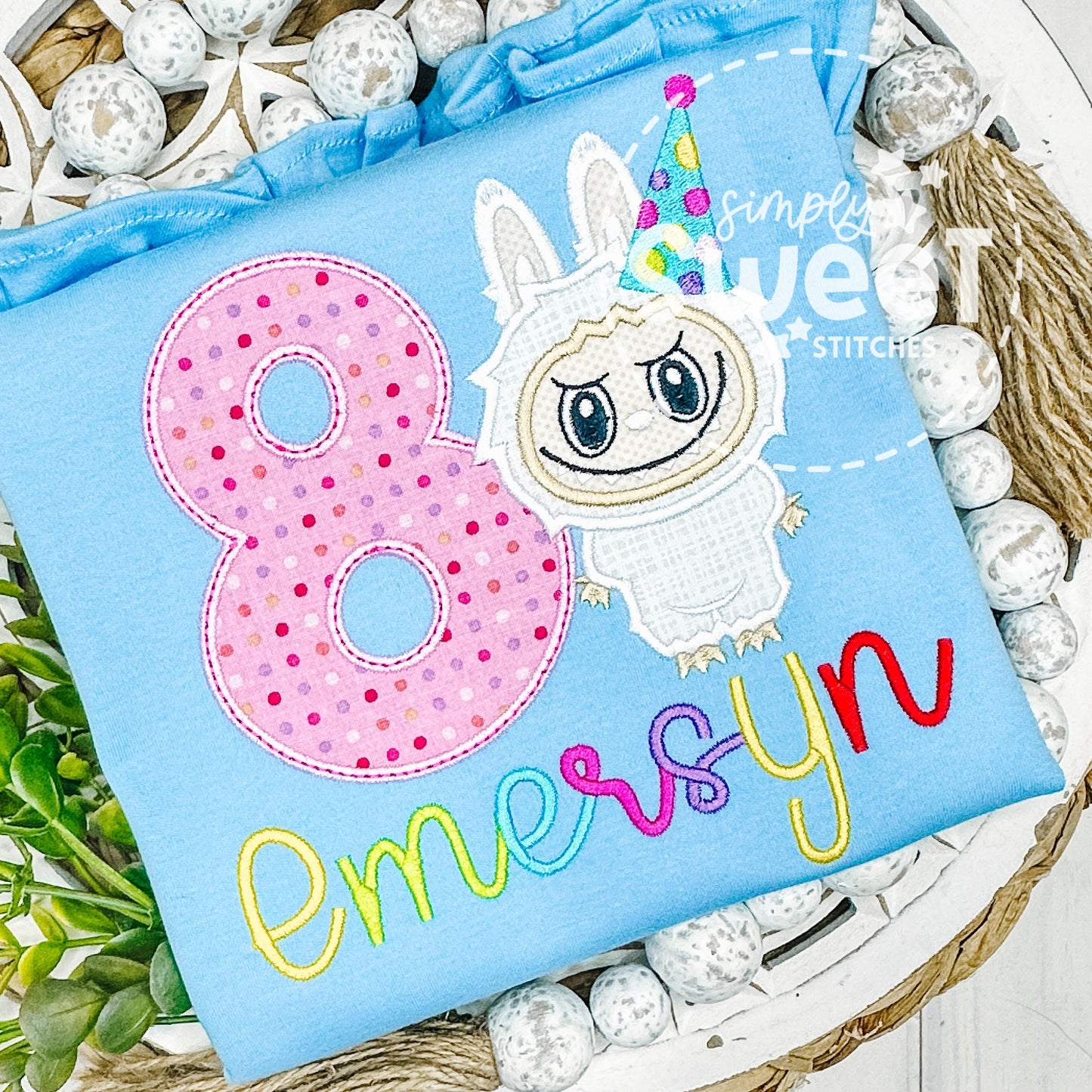 2967 | LABUBU BIRTHDAY NUMBER | APPLIQUE CHILD SHIRT