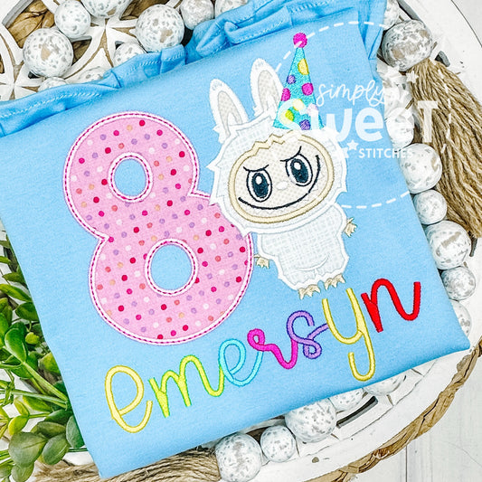 2967 | LABUBU BIRTHDAY NUMBER | APPLIQUE CHILD SHIRT
