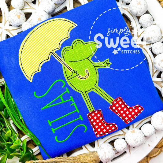 1731 | RAINY DAY FROG | APPLIQUE CHILD SHIRT