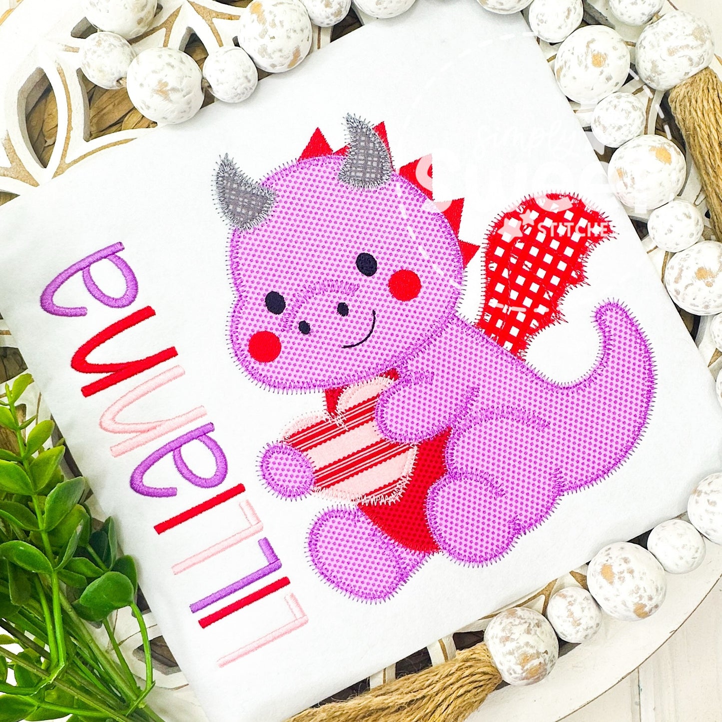 2985 | GIRL VALENTINE DRAGON | APPLIQUE CHILD SHIRT