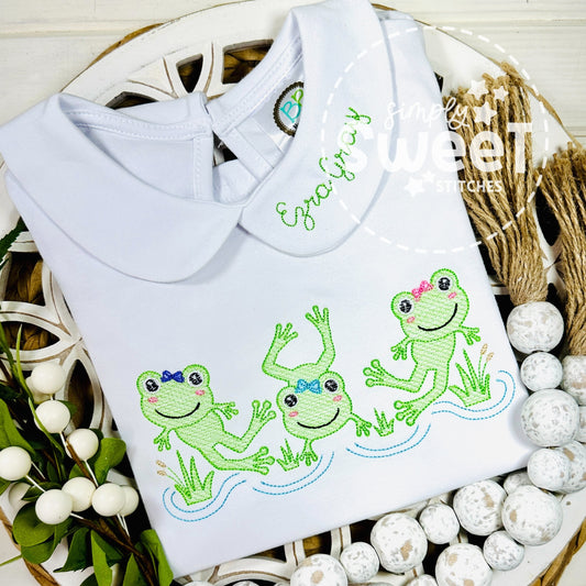 2747 - GIRLY FROG TRIO - EMBROIDERY CHILD SHIRT