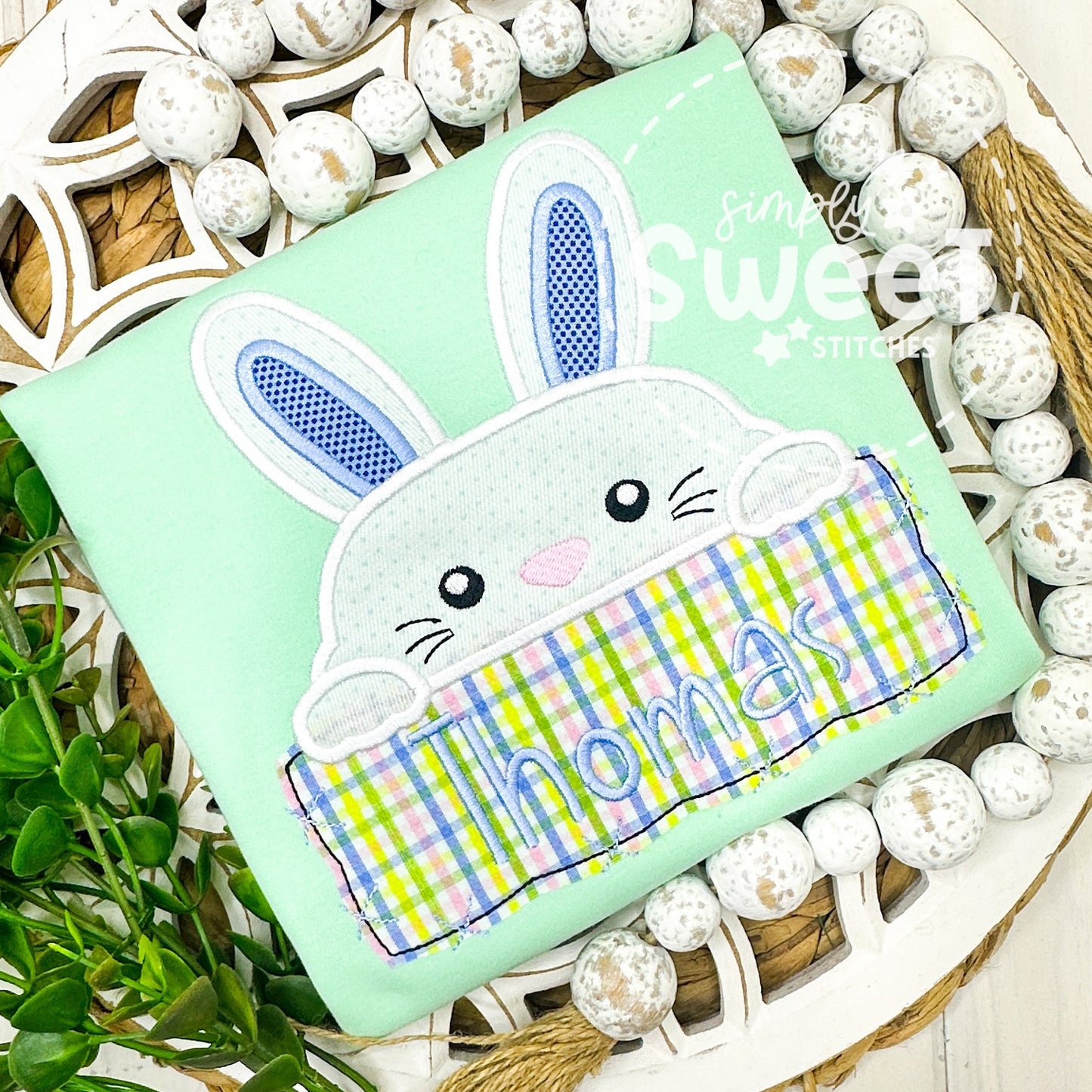 2980 | BOY BUNNY PEEKER | APPLIQUE CHILD SHIRT