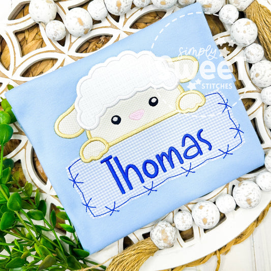 2979 | BOY LAMB PEEKER | APPLIQUE CHILD SHIRT