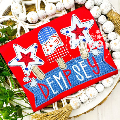 2952 | FIREWORKS POPSICLES TRIO | APPLIQUE CHILD SHIRT