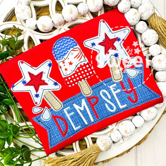 2952 | FIREWORKS POPSICLES TRIO | APPLIQUE CHILD SHIRT
