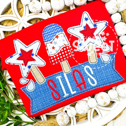 2952 | FIREWORKS POPSICLES TRIO | APPLIQUE CHILD SHIRT
