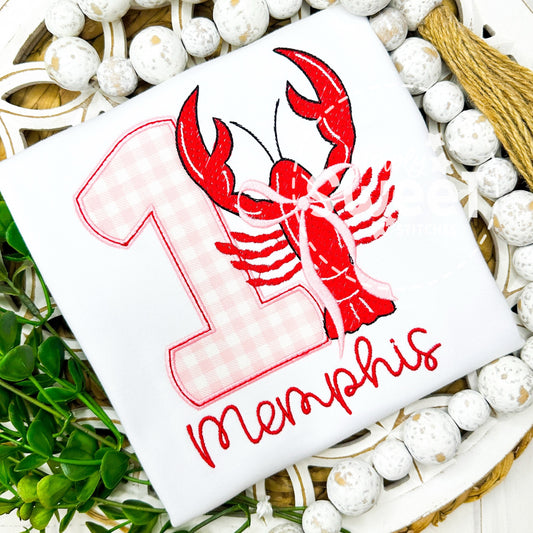 2951 | CRAWFISH BIRTHDAY NUMBER | APPLIQUE CHILD SHIRT
