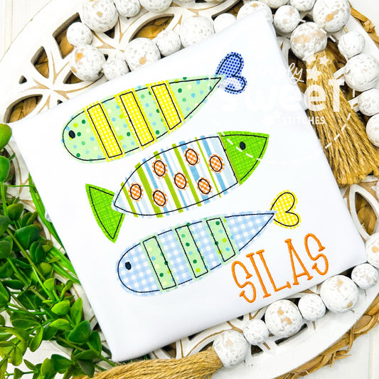 2915 | FISH TRIO | APPLIQUE CHILD SHIRT