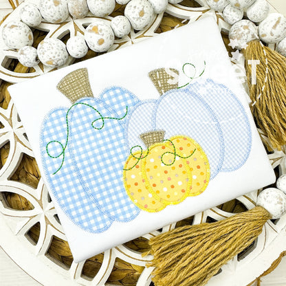 2914 | PREPPY PUMPKIN TRIO | APPLIQUE CHILD SHIRT