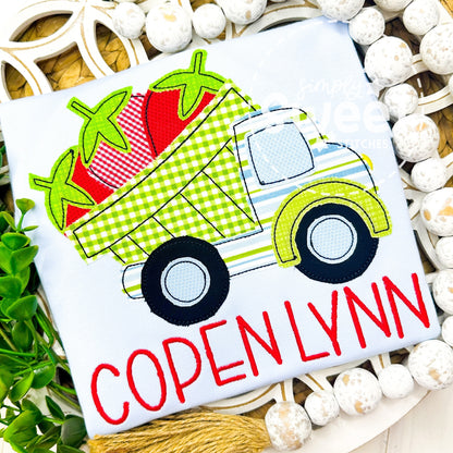 2739 | STRAWBERRY DUMP TRUCK | APPLIQUE CHILD SHIRT