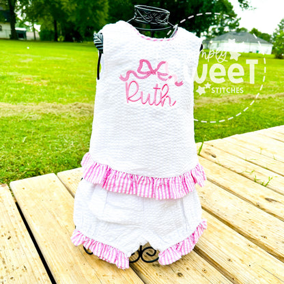 2802 - MONOGRAMMED / EMBROIDERED NAME - SEERSUCKER SWING BACK SET