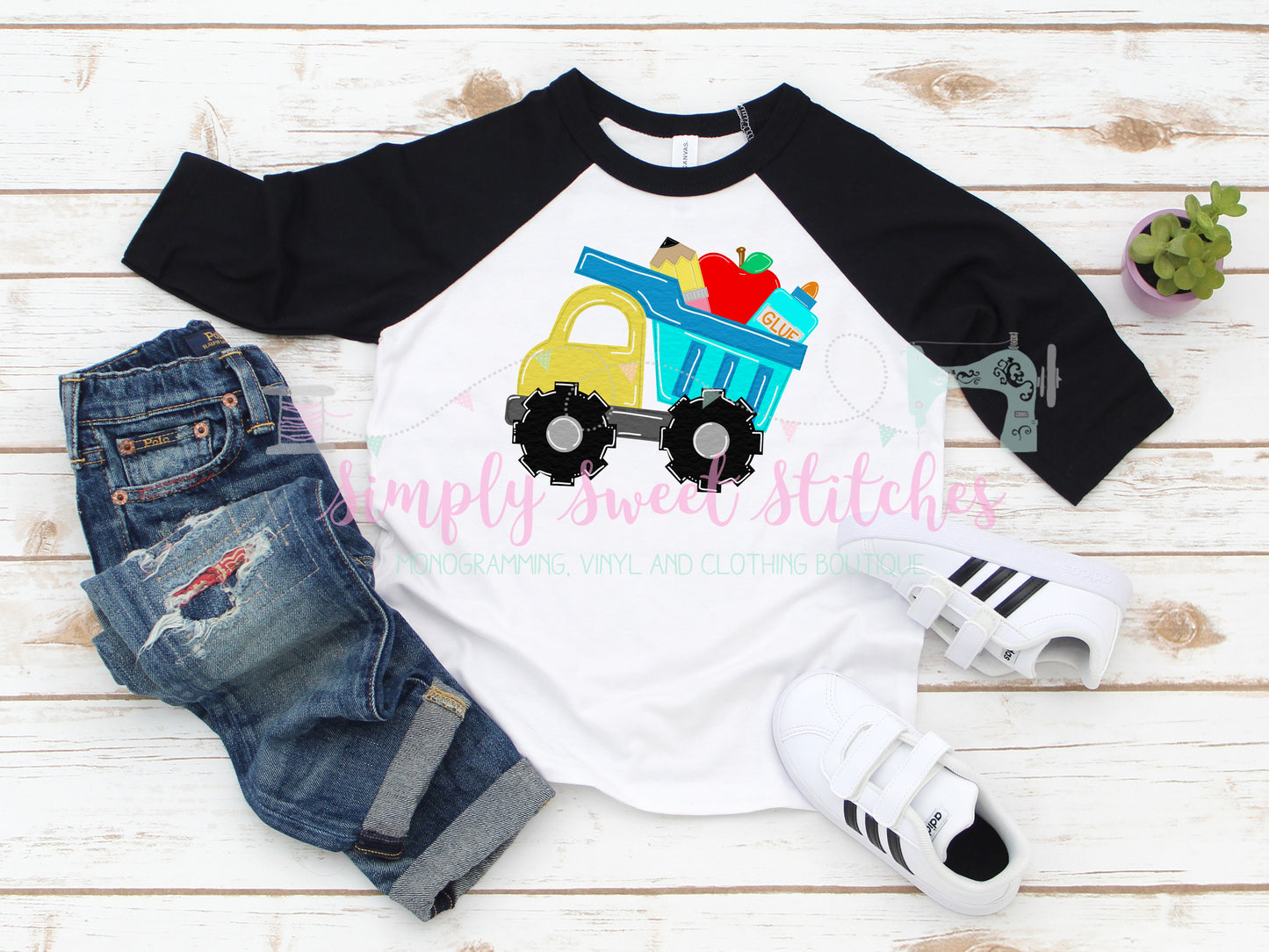 1411 - BACK TO SCHOOL DUMP TRUCK - HEAT PRESS CHILD SHIRT