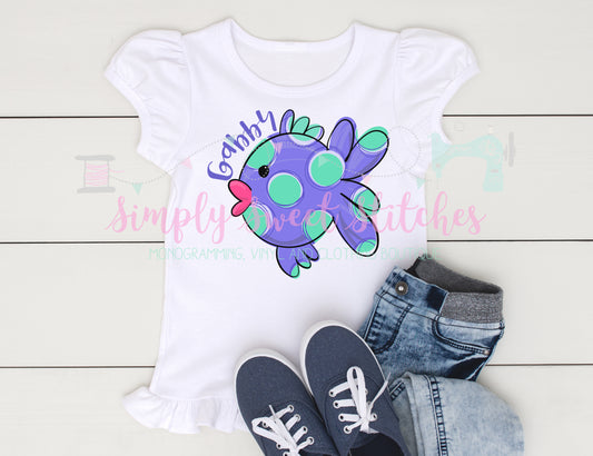 1421 - GIRLY KISSY FISH - HEAT PRESS CHILD SHIRT