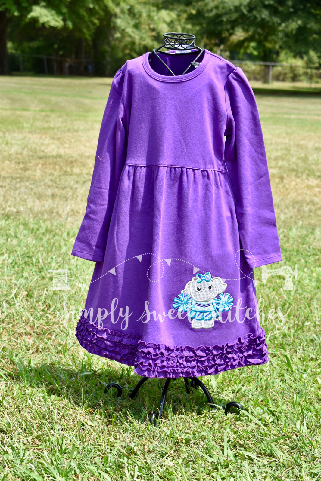 1083 - ELEPHANT CHEERLEADER - APPLIQUE EMPIRE DRESS