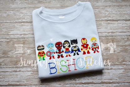 1663 - SUPERHERO LINEUP - SKETCH CHILD SHIRT