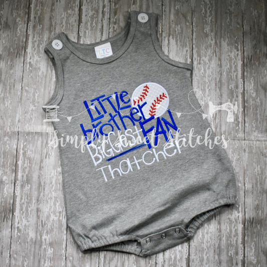 1384 - BASEBALL LITTLE BROTHER BIGGEST FAN - EMBROIDERY CHILD SHIRT