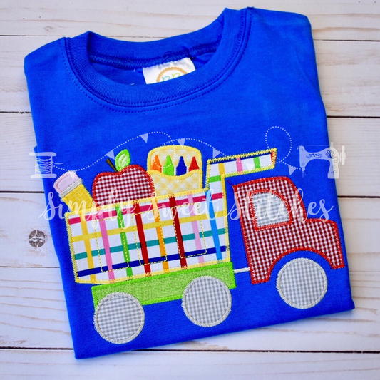 1401 - BACK TO SCHOOL DUMP TRUCK - APPLIQUE CHILD SHIRT