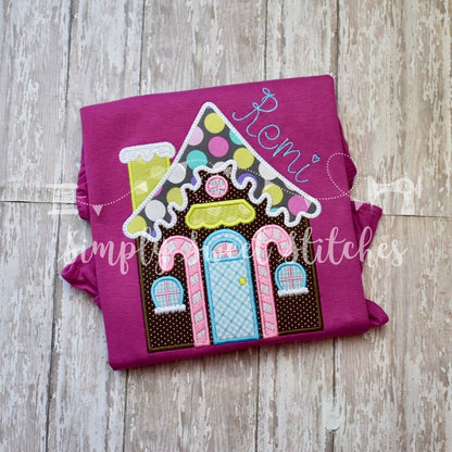 1175 - GINGERBREAD HOUSE - APPLIQUE CHILD SHIRT