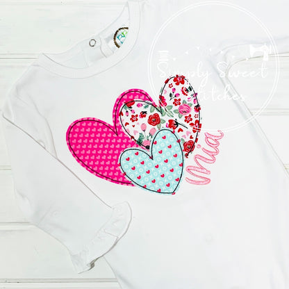 1503 - VALENTINE HEARTS TRIO - APPLIQUE CHILD SHIRT