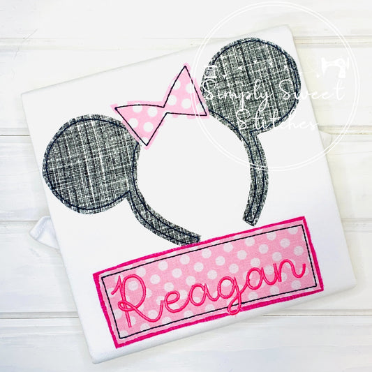 2262 - MISS MOUSE EARS HEADBAND - APPLIQUE CHILD SHIRT