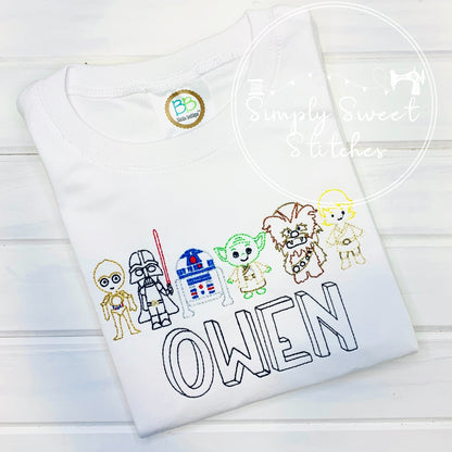 2091 - STAR WARS LINEUP - SKETCH CHILD SHIRT