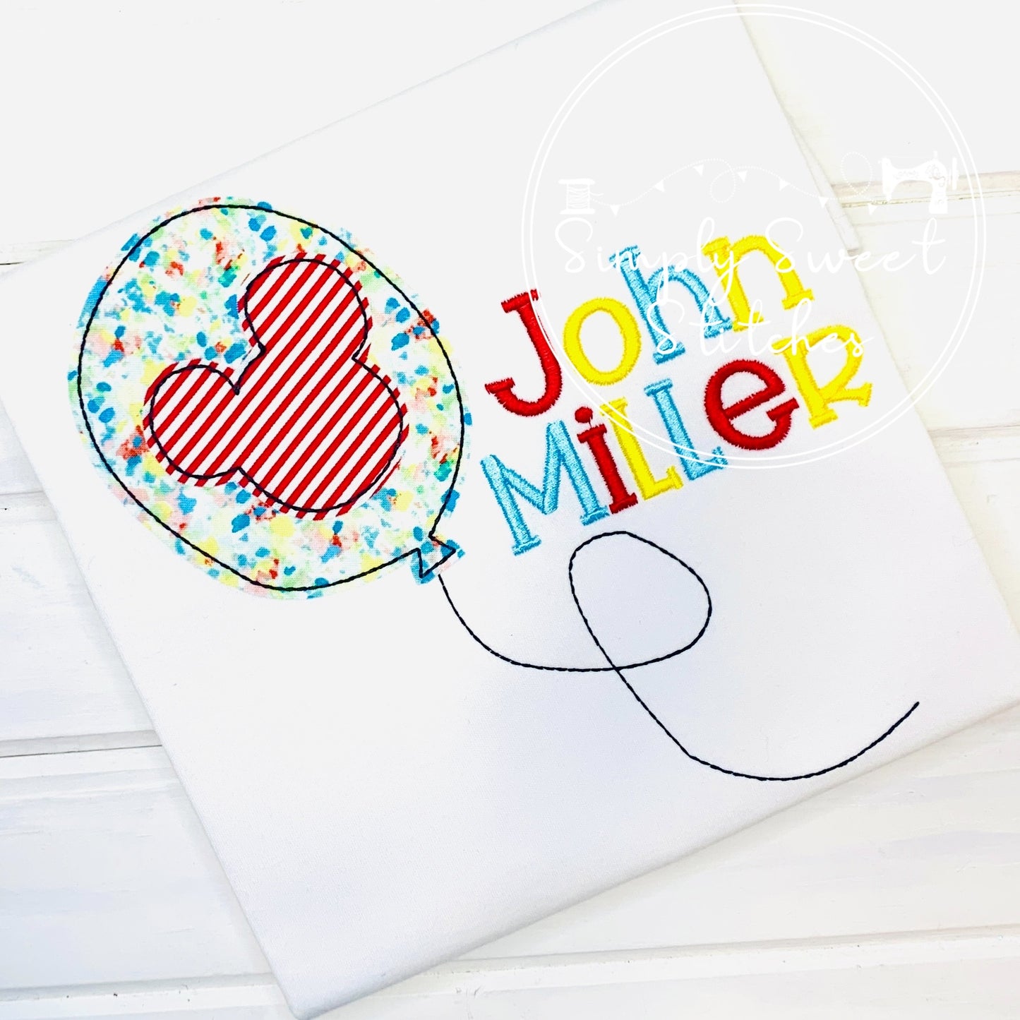 2279 - MOUSE BALLOON - APPLIQUE CHILD SHIRT