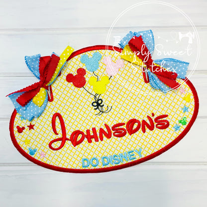 2085 - MOUSE BALLOONS FAMILY - STROLLER TAG