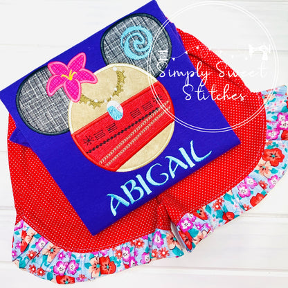 2217 - MOANA MOUSE EARS - APPLIQUE CHILD SHIRT