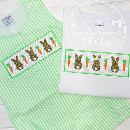 2289 - BUNNIES AND CARROTS FAUX SMOCKED - EMBROIDERY CHILD SHIRT
