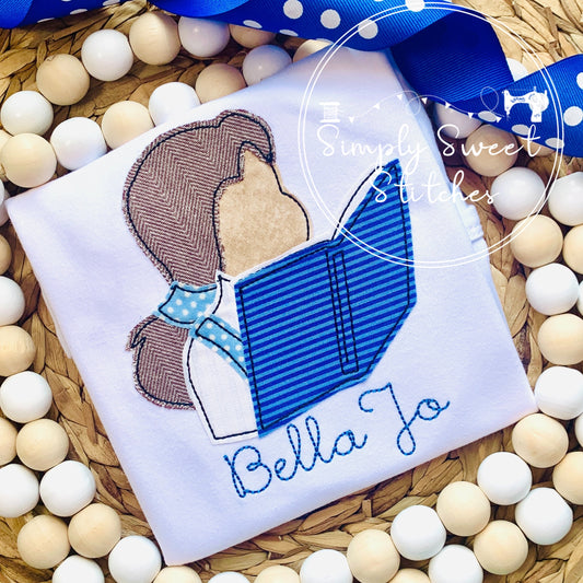 2270 - PRINCESS BEAUTY WITH BOOK - APPLIQUE CHILD SHIRT