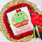 1861 - GIRL BOOK WORM CIRCLE APPLIQUE