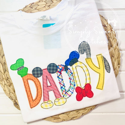 2291 - MOUSE AND FRIENDS NAME - APPLIQUE ADULT SHIRT