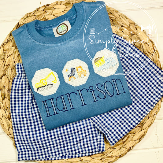 1565 - CONSTRUCTION FAUX SMOCK - EMBROIDERY CHILD SHIRT