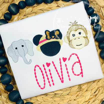 2343 - MISS MOUSE SAFARI TRIO - APPLIQUE CHILD SHIRT