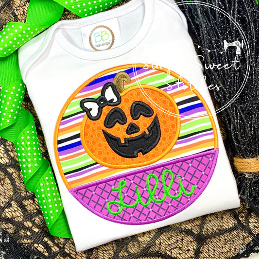 2351 - SPLIT PUMPKIN CIRCLE GIRL - APPLIQUE CHILD SHIRT