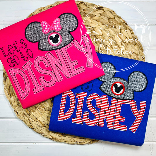 2074 - LET'S GO TO DISNEY - APPLIQUE CHILD SHIRT