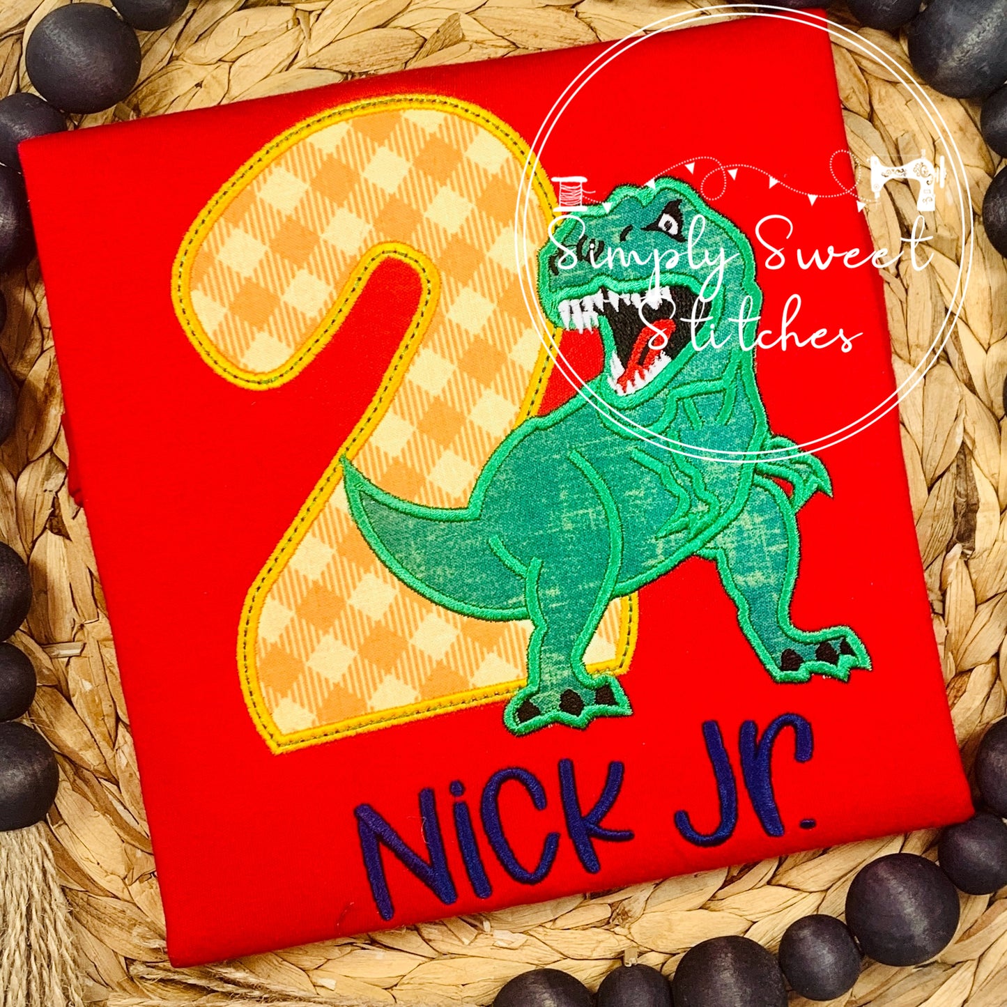 2361 - SCARY DINOSAUR BIRTHDAY NUMBER - APPLIQUE CHILD SHIRT