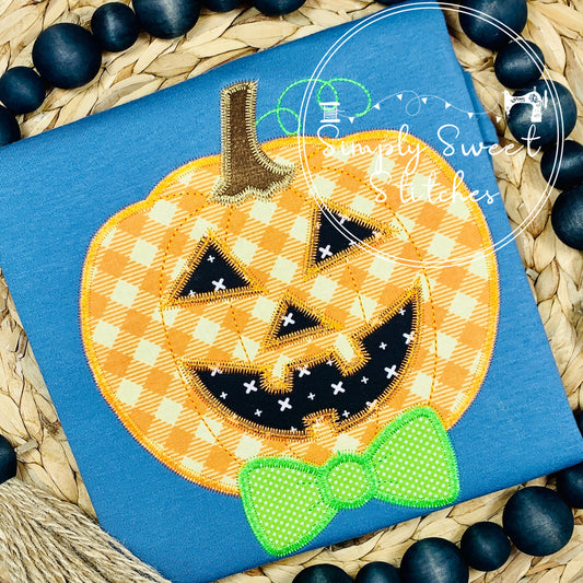 2419 - JACK O LANTERN WITH BOW TIE - APPLIQUE CHILD SHIRT