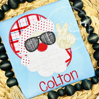 2390 - PEACE OUT SANTA CLAUS - APPLIQUE CHILD SHIRT