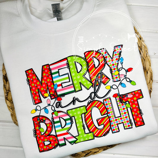 5356 - MERRY AND BRIGHT HEAT PRESS - ADULT SHIRT