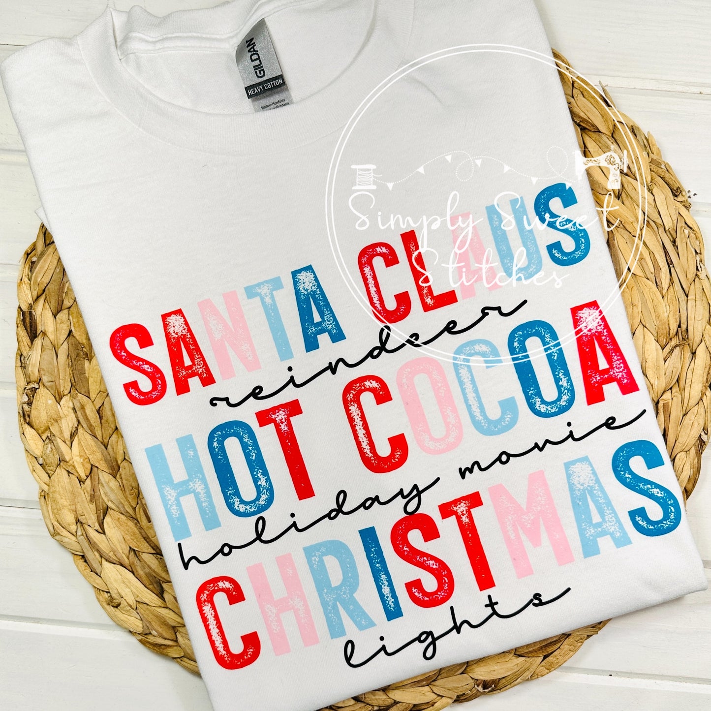 2406 - SANTA CLAUS, HOT COCOA, CHRISTMAS - HEAT PRESS ADULT SHIRT